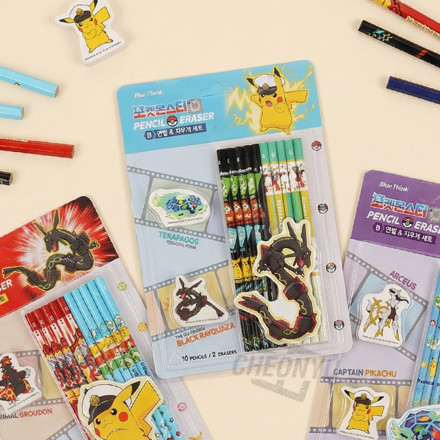 Pokemon Pencil & Eraser Set, Random