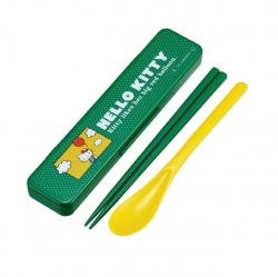Hello Kitty Old School Noisy-Free Spoon & Chopsticks Set 18cm
