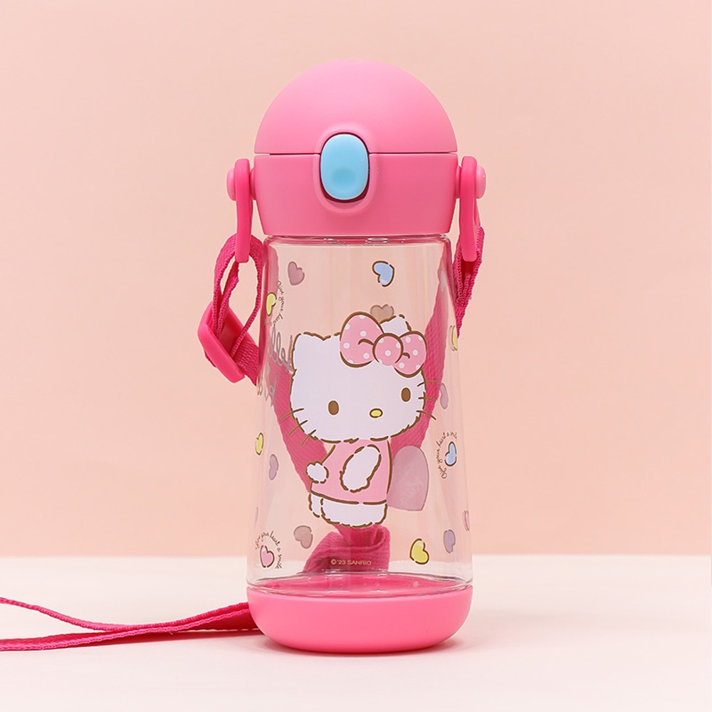 Hello Kitty One-Touch Tritan Water Bottle with Shoulder Strap 470ml