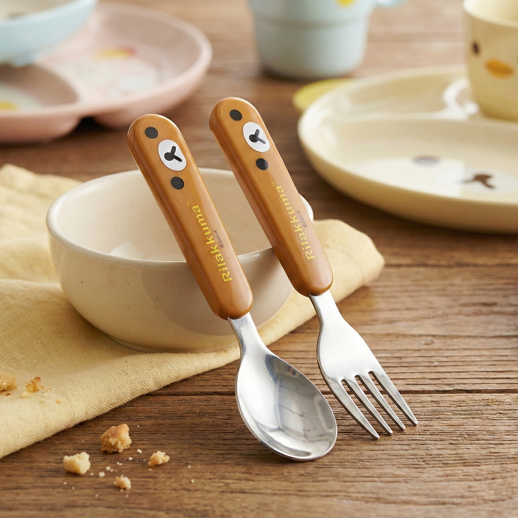 리락쿠마 얼굴 스푼 포크 세트