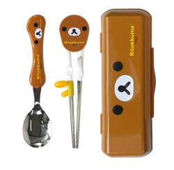 Rilakkuma Spoon Training Chopsticks Case Set (Face)