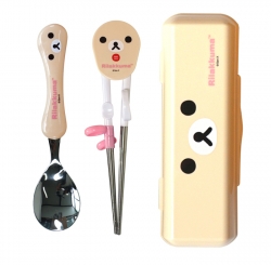 Korilakkuma Spoon Training Chopsticks Case Set (Face)