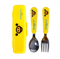 Kiiroitori Cutie Spoon Fork Case Set (Face)