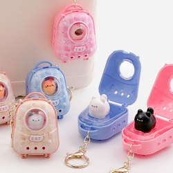 Random Cat Spaceship Bag Keyring
