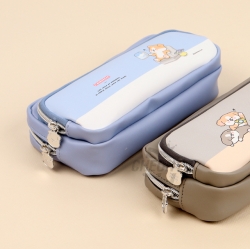 E-RiNUBGAE 2-pocket Large-capacity pencil case, Random