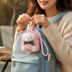 Ribbon Teddy Bear Pouch Keyring (Random)