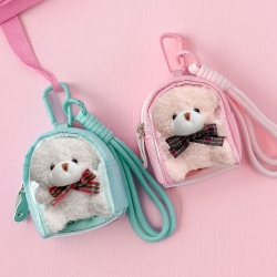 Ribbon Teddy Bear Pouch Keyring (Random)