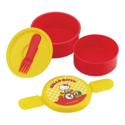 Hello Kitty Old School Round 2-Tier Lunch Box (Fork Included)