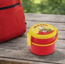 Hello Kitty Old School Round 2-Tier Lunch Box (Fork Included)