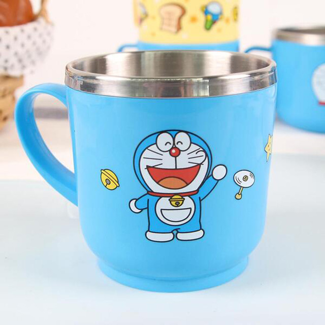 Doraemon stainless steel non-slip cup with handle