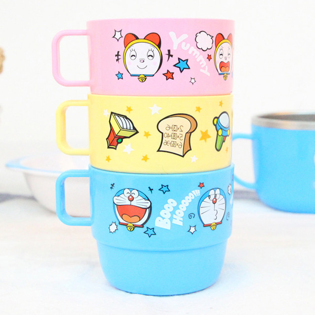 Doraemon color cup with handle 3P