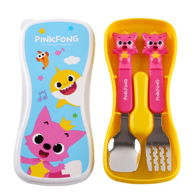 Pinkfong spoon&fork in case set