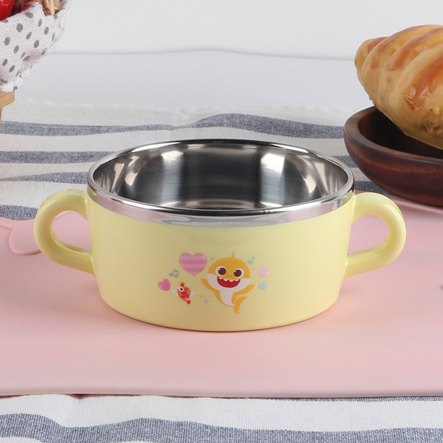 Baby shark stainless steel non-slip doublehandle bowl