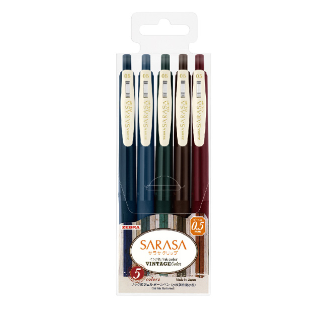 Sarasa Clip Vintage 0.5 Basic Color 5 Color Set