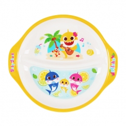 Baby shark melamine two divided plate with handles
