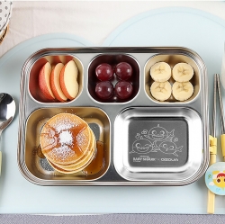 Baby shark stainless steel five divided food tray