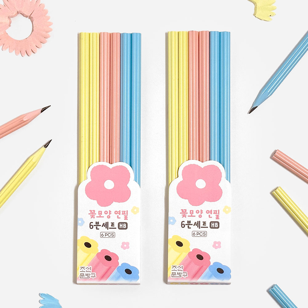 Flower Shape Pencil 6P Set, 24Set