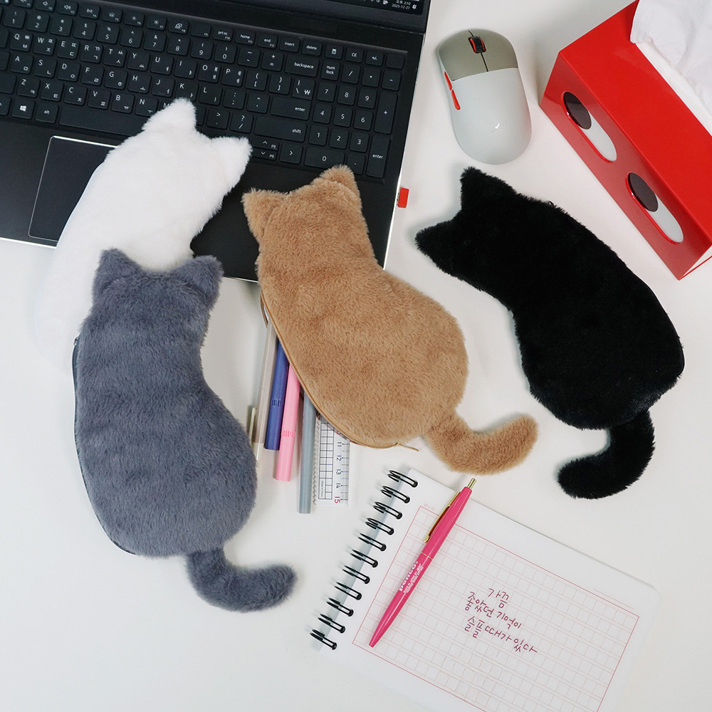 cozy cat stuffed doll pencil case pen pouch
