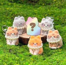 Decorating a Random Fluffy Cat Keychain, 6pcs