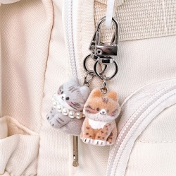 Decorating a Random Fluffy Cat Keychain, 6pcs