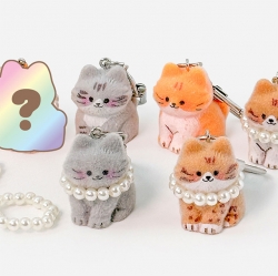 Decorating a Random Fluffy Cat Keychain, 6pcs