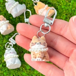 Decorating a Random Fluffy Cat Keychain, 6pcs