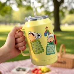 Crayon Shin-chan Deco Magnet Giant Stainless Mug_Shinchan and Friends
