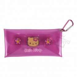 Hello-Kitty Tanned Clear Long Pouch with Carabiner