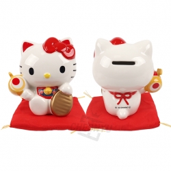 Hello-Kitty Maneki-Neko Ceramic Coin Bank