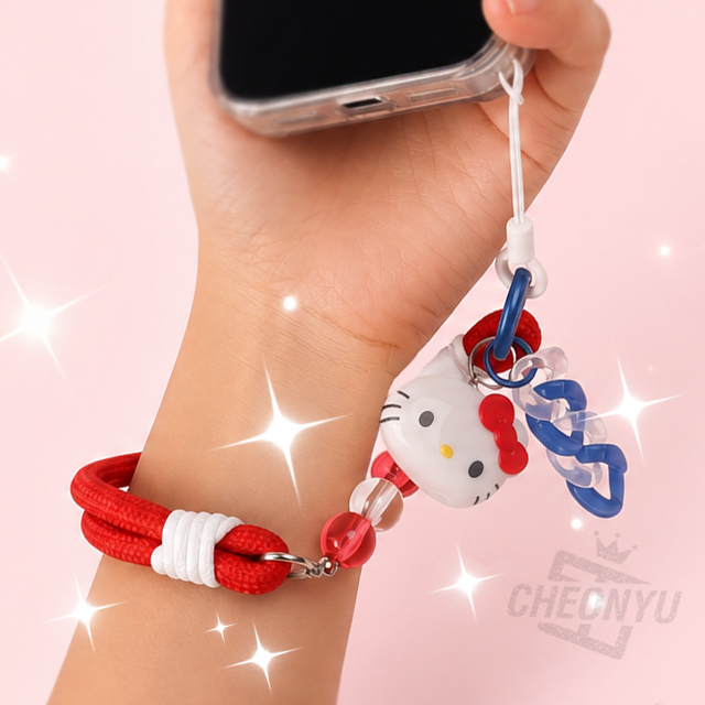 Hello Kitty Phone Wrist Strap Keychain