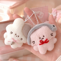 Random Fluffy Animal Plush Keyring, 6pcs
