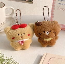 Random Fluffy Animal Plush Keyring, 6pcs