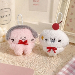 Random Fluffy Animal Plush Keyring, 6pcs