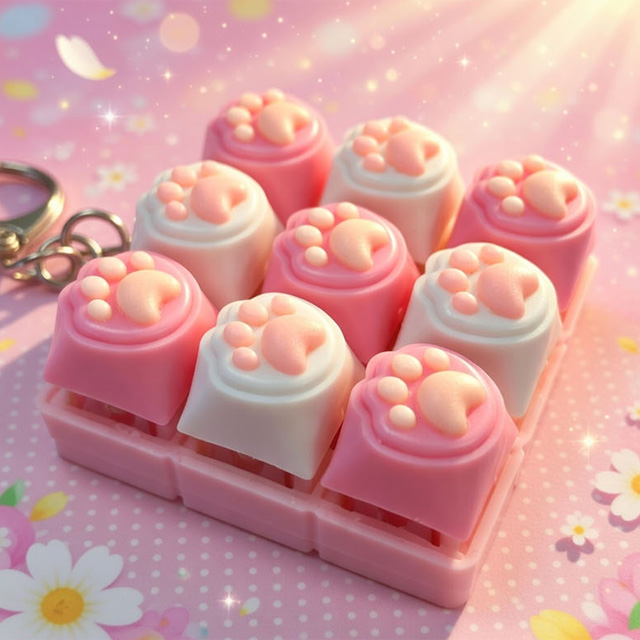 Cat Paw Clicker Keyring