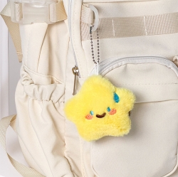 Random Fluffy Star Plush Keychain, 12pcs