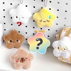 Random Fluffy Star Plush Keychain, 12pcs