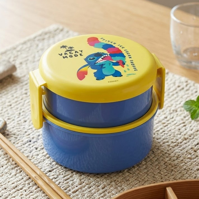 Stitch Round 2-Tier Lunch Box with Fork