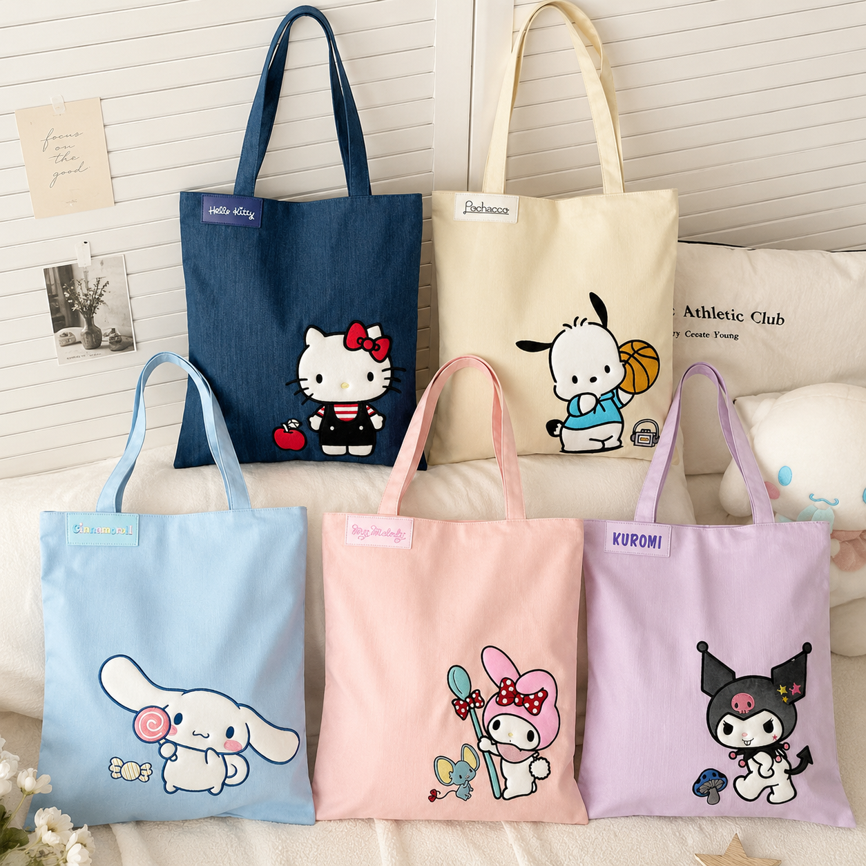 산리오 컬러 에코백