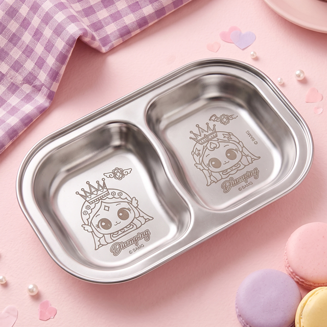 Princess Catch! Teenieping Stackable Stainless Steel Plate 2 Compartments Legend Ping