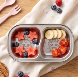 Princess Catch! Teenieping Stackable Stainless Steel Plate 2 Compartments Legend Ping