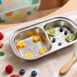 Princess Catch! Teenieping Stackable Stainless Steel Plate 2 Compartments Legend Ping