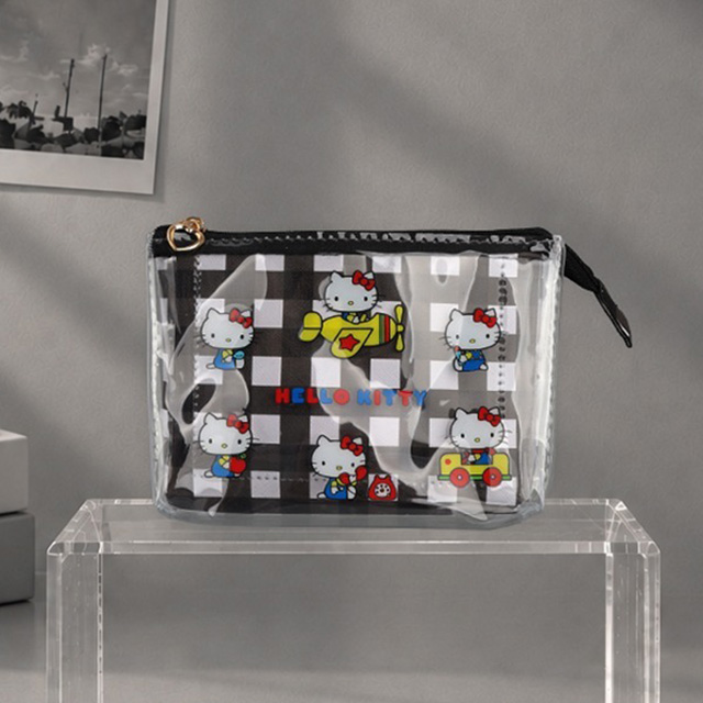 Hello Kitty Black Check Double Pouch