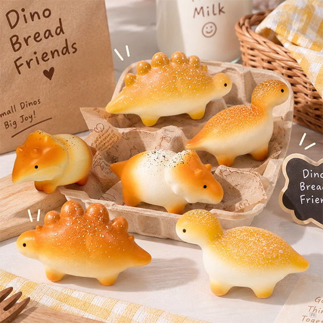 Random Soft Bread Dinosaur Squishy 6pcs