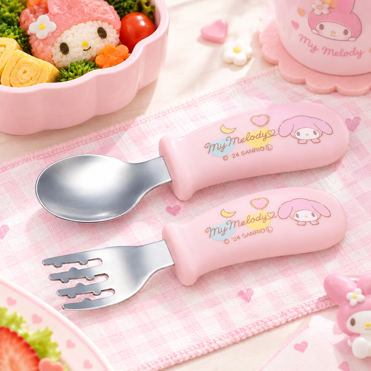 My Melody Easy Grip Silicone Spoon and Fork Set