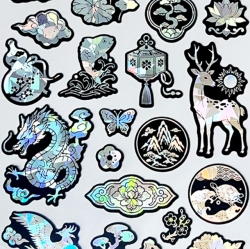 Petit Mother-of-Pearl Traditional Symbol Stickers – Ten Symbols of Longevity